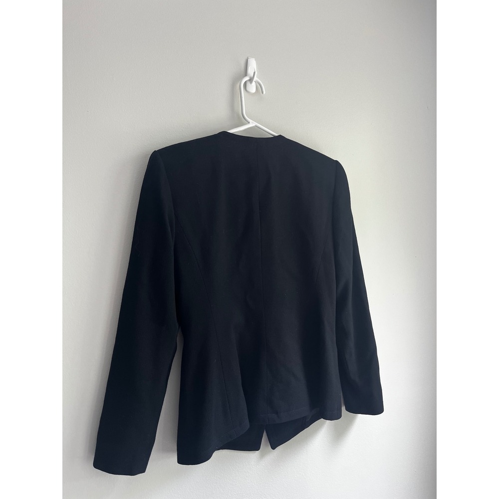 Bicci by Florine Wachter Black Wool‎ Collarless Blazer Gold Button Vintage Sz 4 - Picture 4 of 10